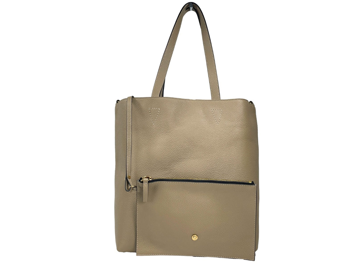 Versace Medusa Faux Patent Leather Large Pouch Tote Bag - Gold