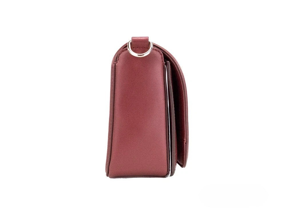 Marc Jacobs Syrah Leather & Metal Medium Crossbody Flap Handbag - Burgundy Gold