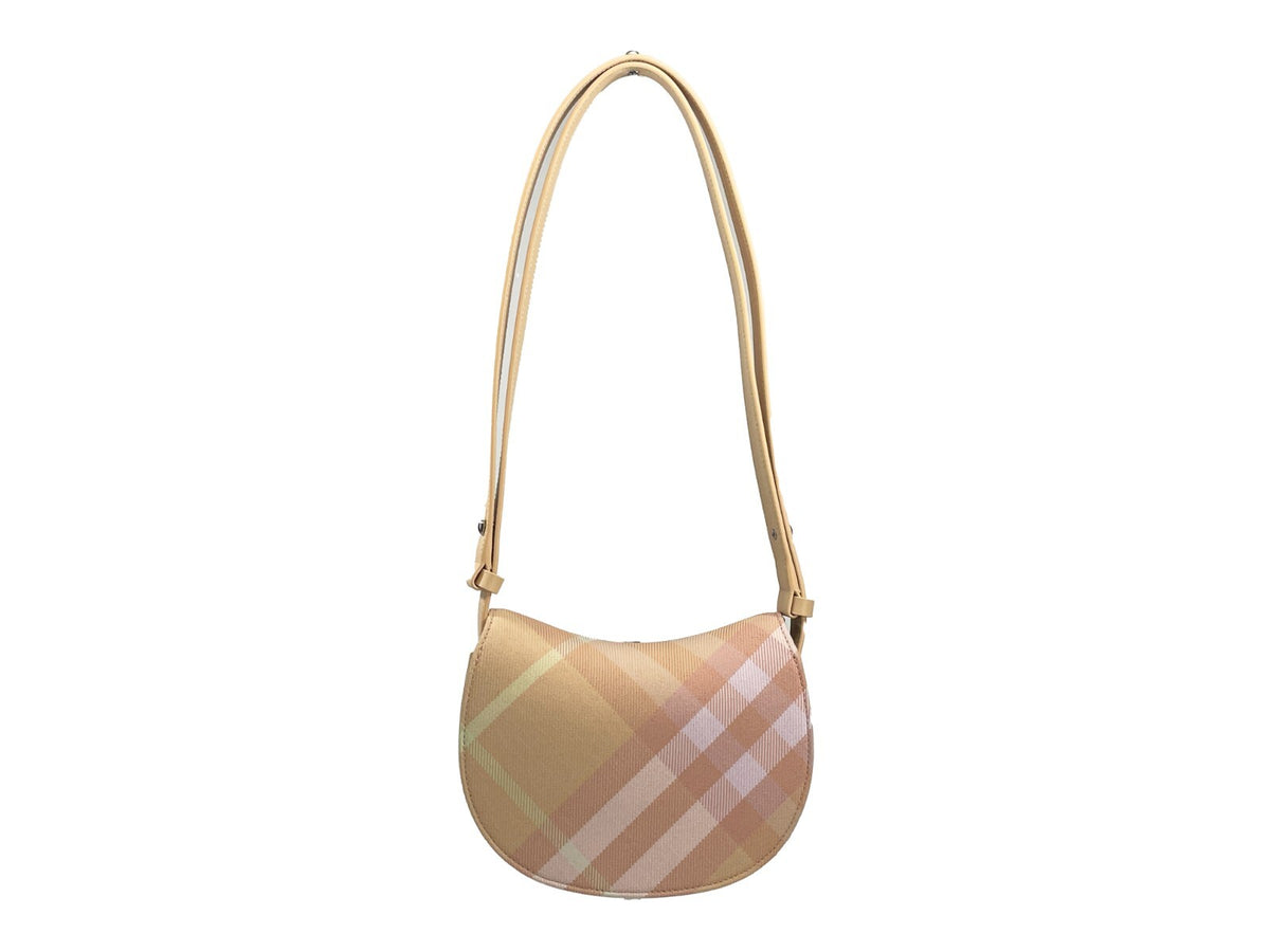 Burberry Cotton Polyester & Horn Mini Crossbody Handbag - Green Peach Silver Patterned Jacquard