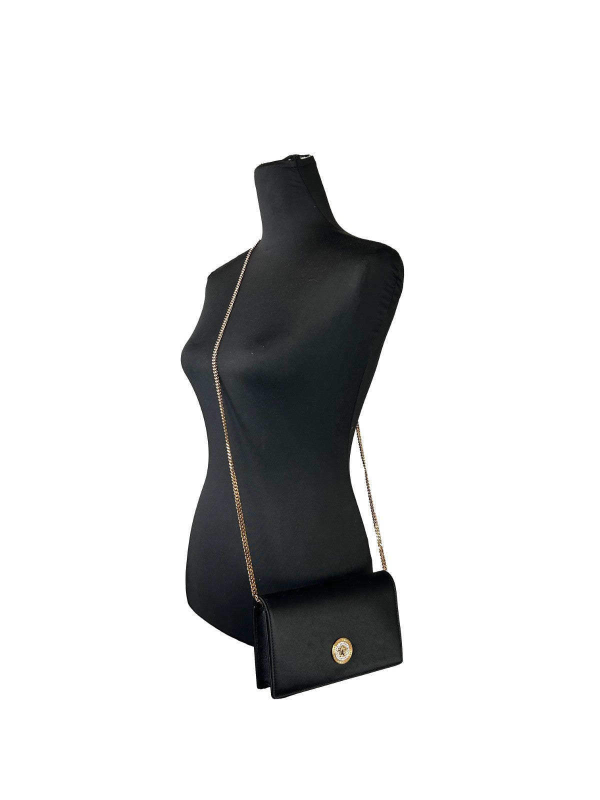 Versace Leather Mini Crossbody Handbag - Black Gold