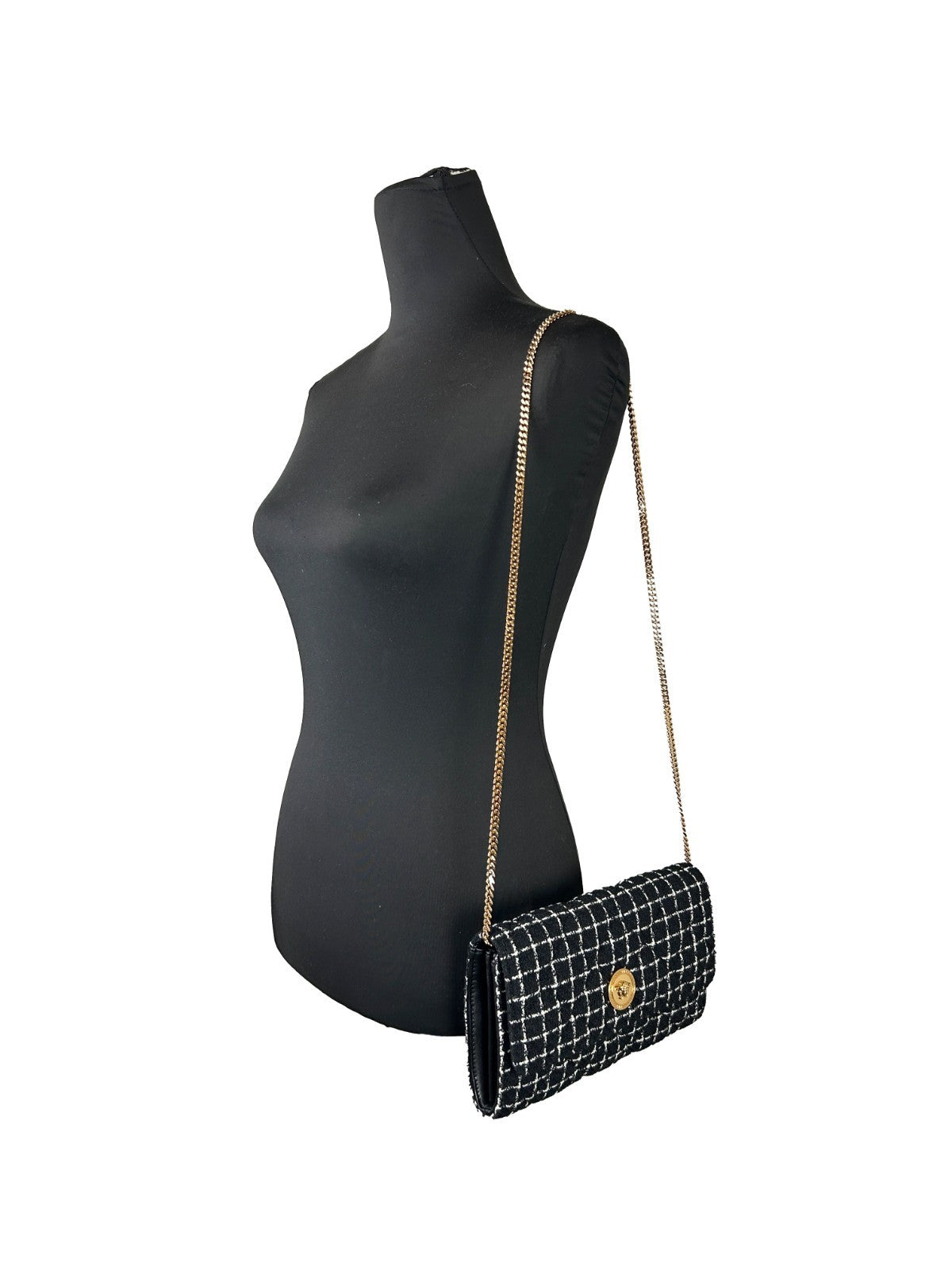 Versace Leather Crossbody Handbag - Black Gold
