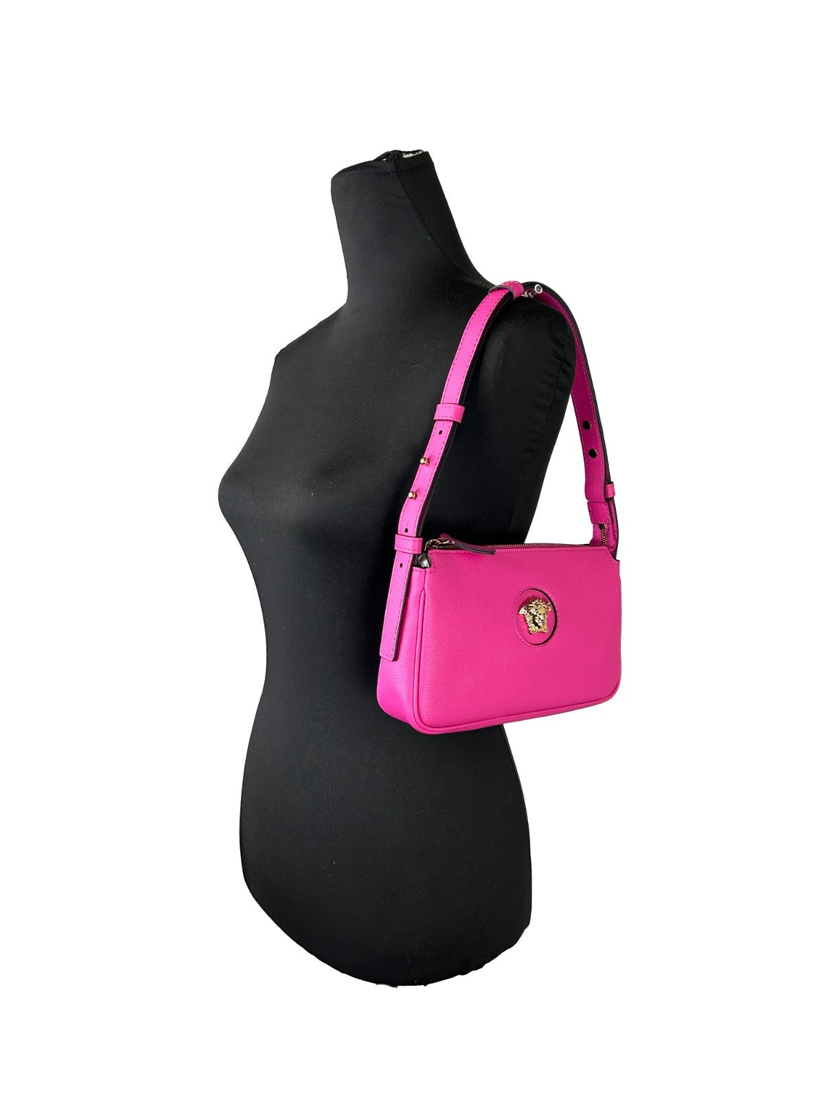 Versace Medusa Leather Shoulder Bag - Gold Pink