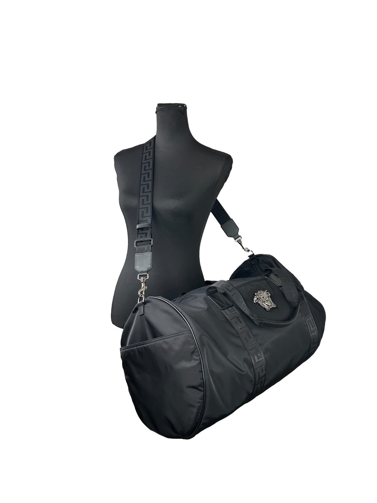Versace Medusa Nylon Large Duffel Bag - Black Silver