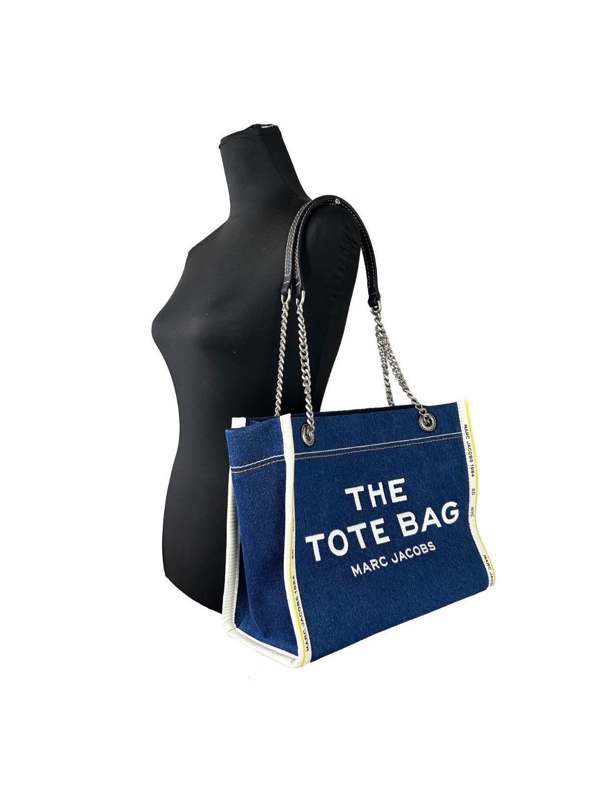 Marc Jacobs The Tote Stretch Denim & Viscose Medium Bag - Silver