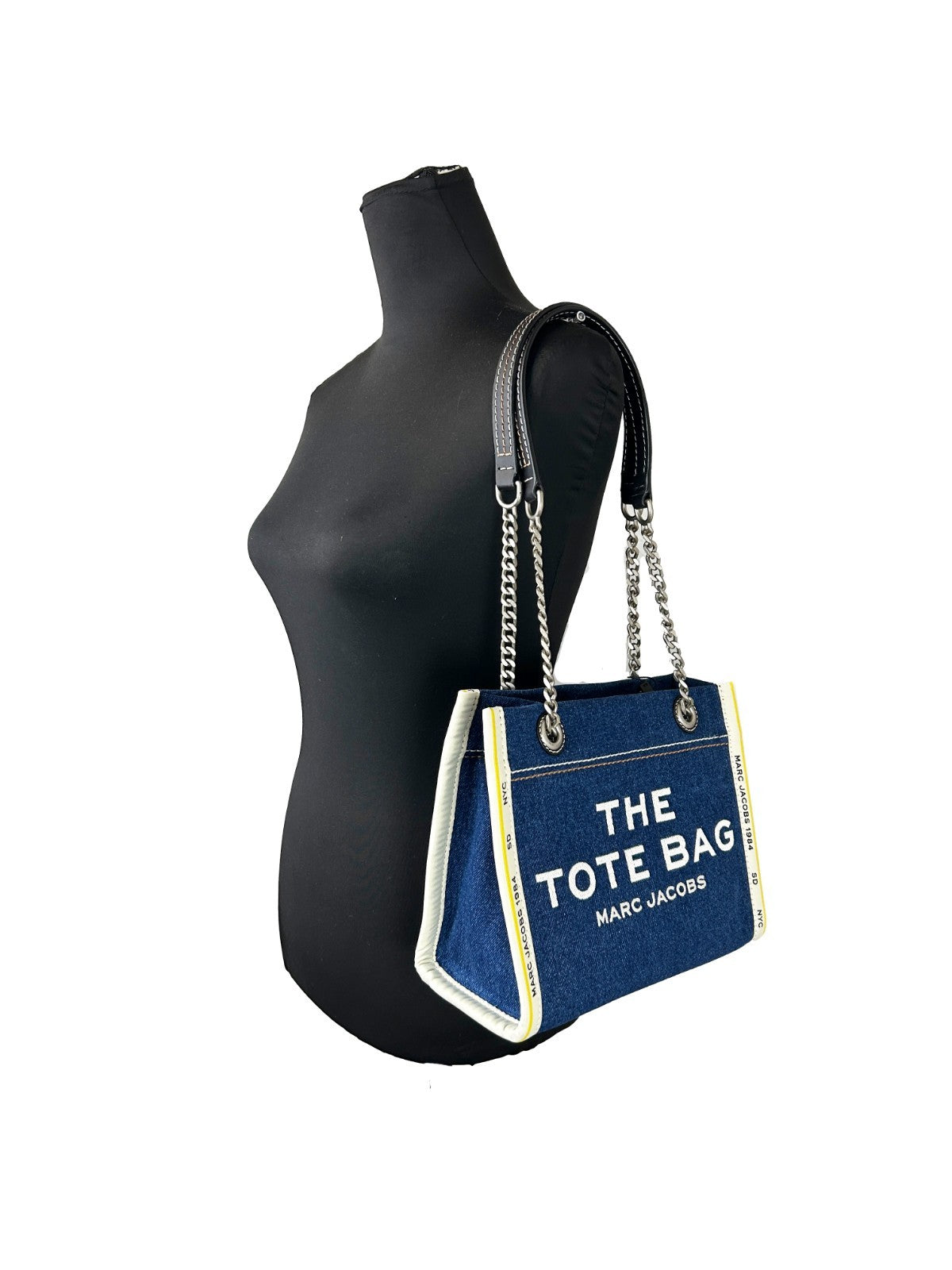 Marc Jacobs The Tote Stretch Denim & Viscose Bag - Silver