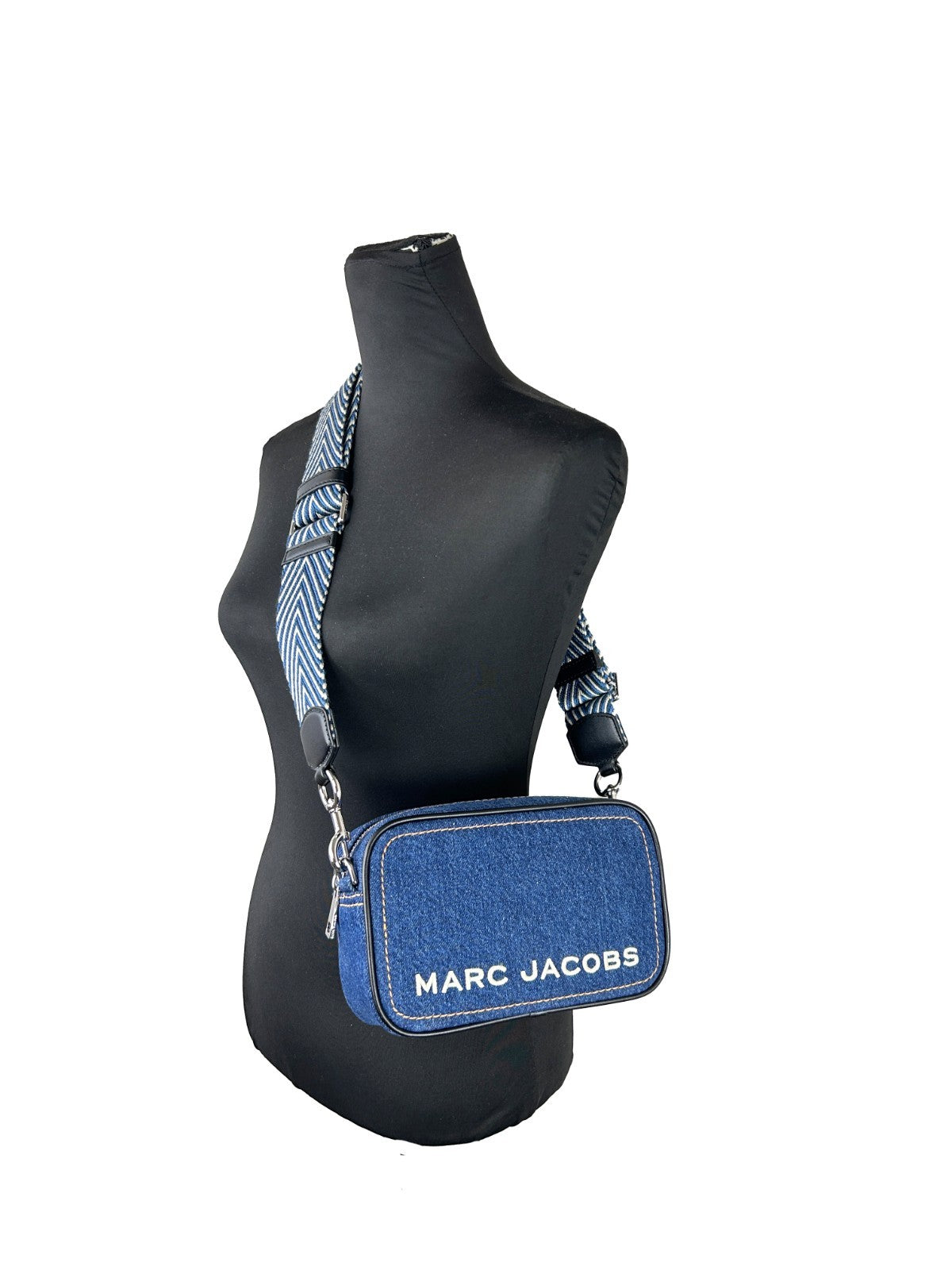 Marc Jacobs Flash Denim Crossbody Camera Handbag - Silver