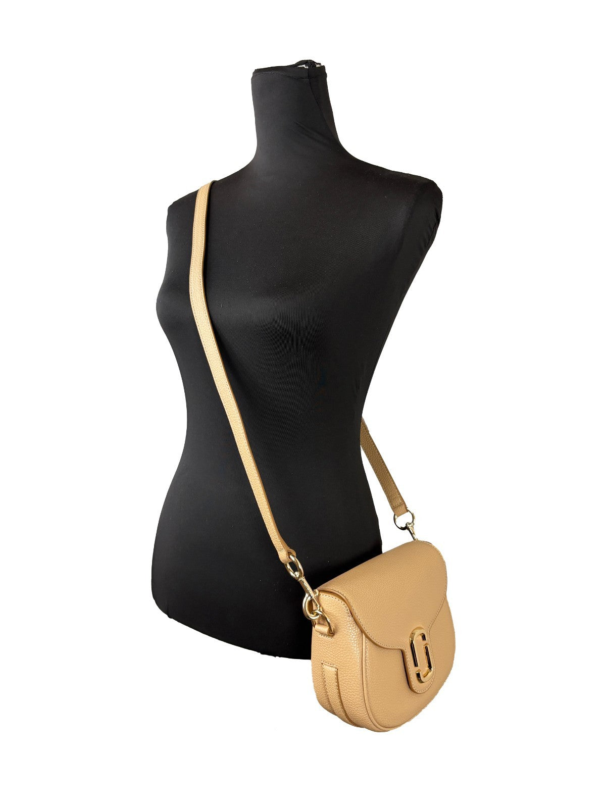 Marc Jacobs Pebbled Leather Crossbody Saddle Handbag - Camel Gold