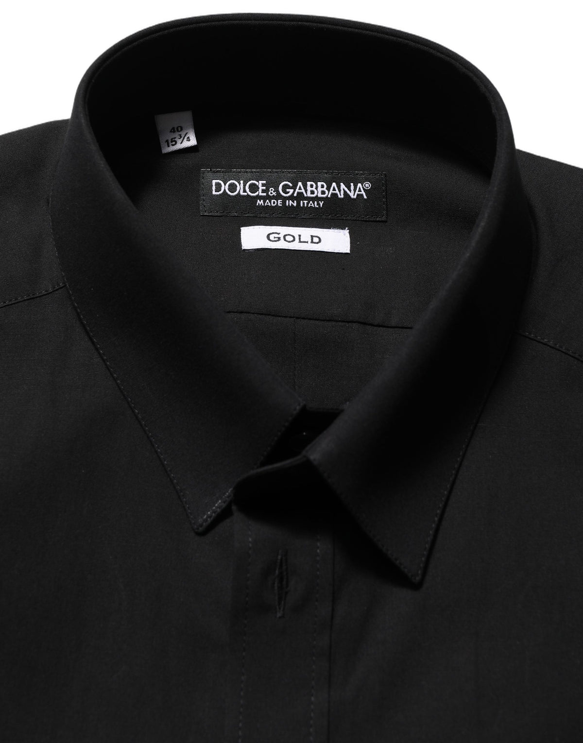 Dolce & Gabbana Men's Slim Long-Sleeve Stretch Cotton Dress Shirt - Black Gold