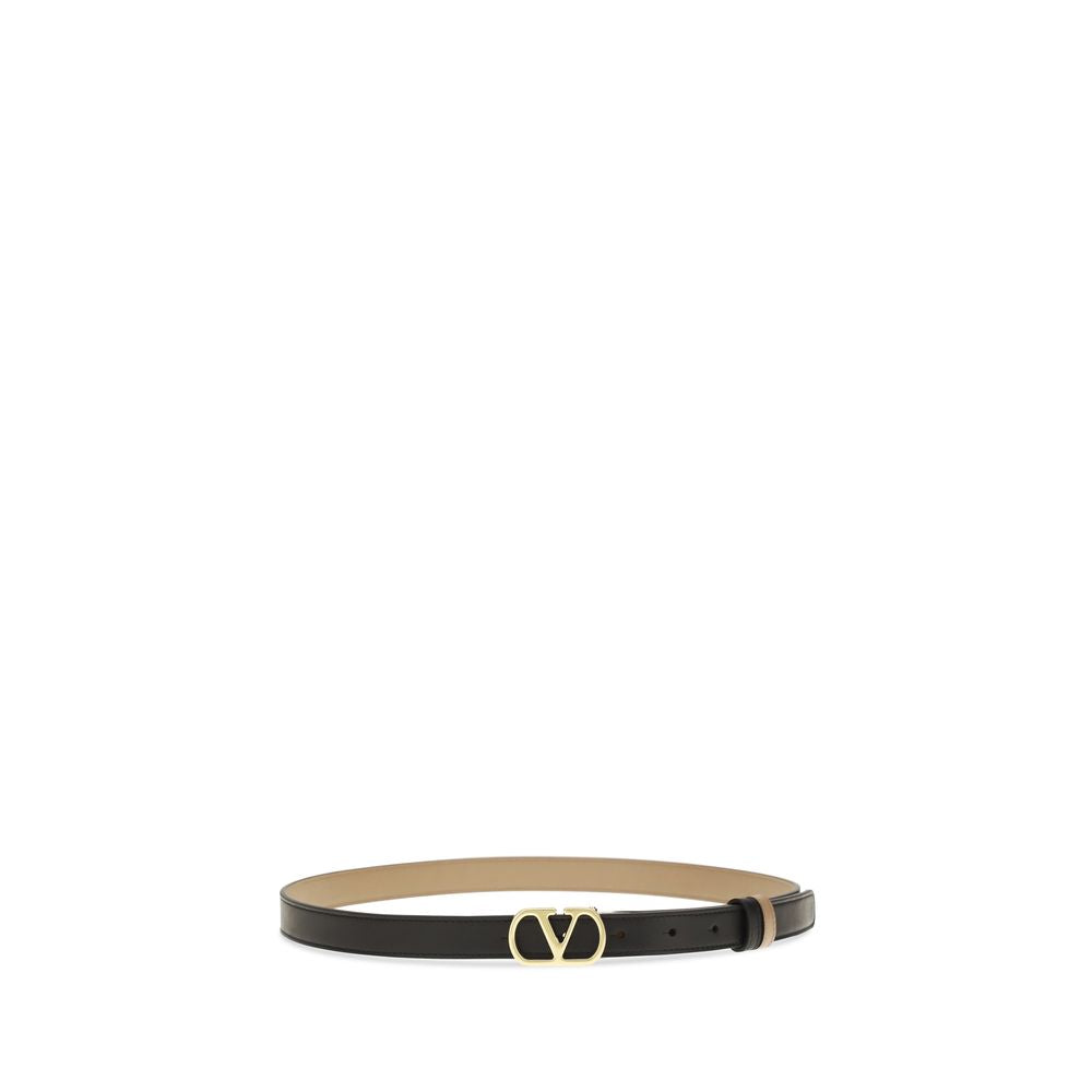 Valentino Garavani V Logo Bos Taurus Calfskin Leather Belt - Black Signature