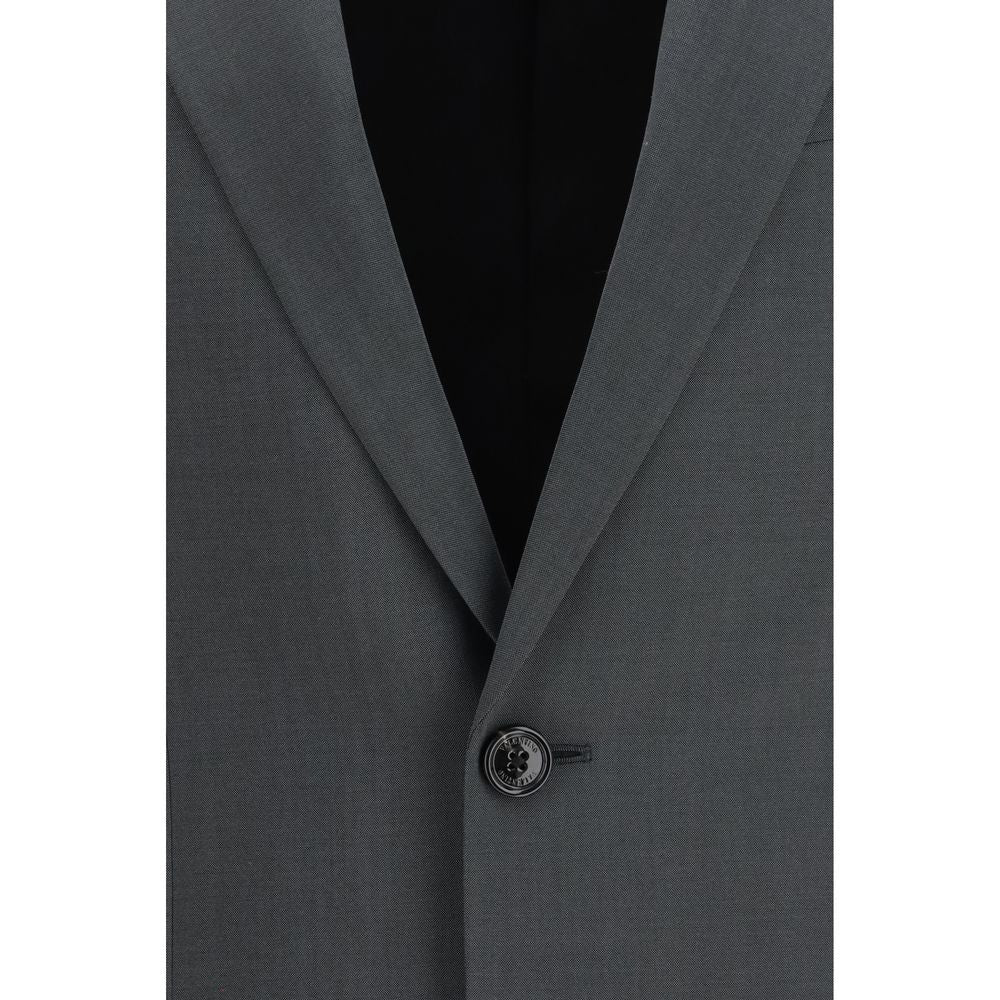 Valentino Garavani Men's Single Breasted Merino Wool & Mohair Jacket - Gray Monogram