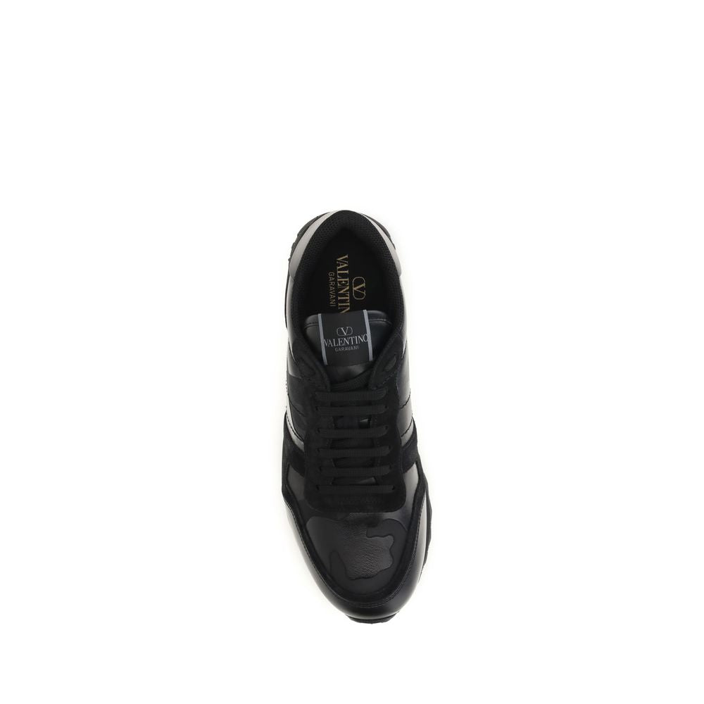 Valentino Garavani Men's Athletic Polyester & Bos Taurus Nappa Calf Leather Sneakers - Black Patterned Camouflage