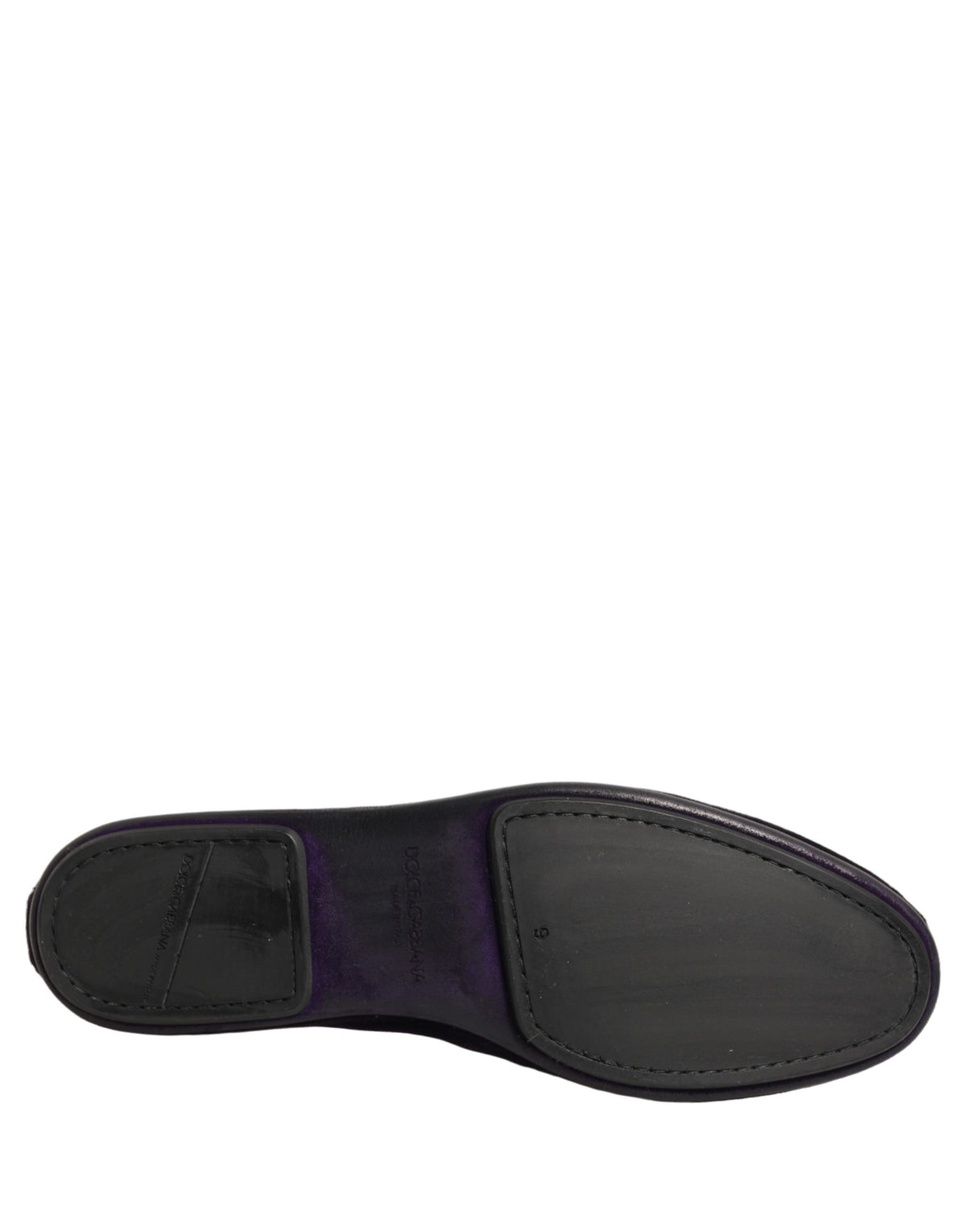 Dolce & Gabbana Men's Leather & Velvet Loafer Slip-On Shoes - Purple