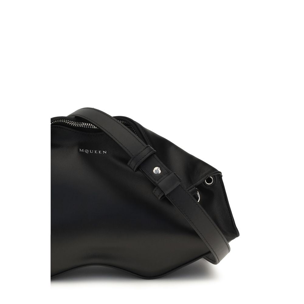 Alexander McQueen Manta Bos Taurus Calf Leather Compact Clutch Handbag - Black