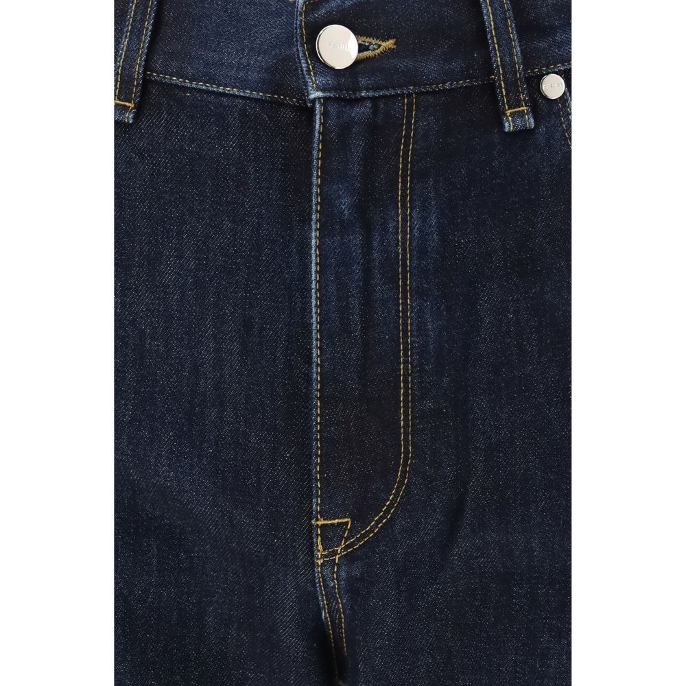 Fendi Selleria Men's Straight Leg Regular Fit High Rise Cotton Denim Jeans - Brown Dark Blue