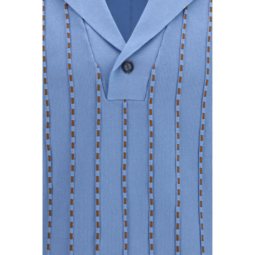 Fendi Selleria Men's Regular Fit Cotton Sweater - Brown Light Blue