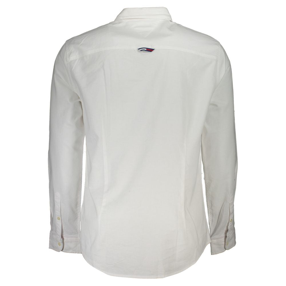 Tommy Hilfiger Crisp Men's Relaxed Fit Slim Long-Sleeve Stretch Organic Cotton Dress Shirt - White Signature