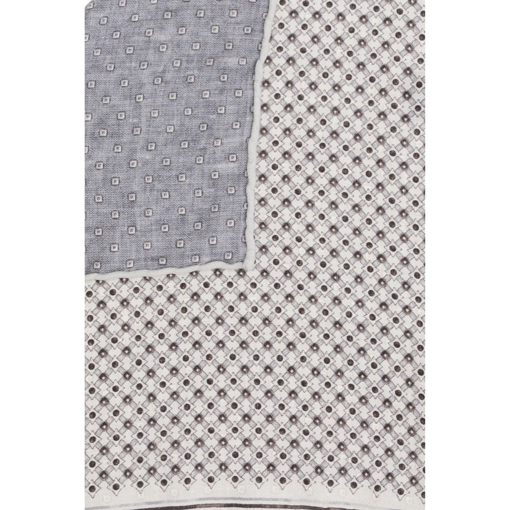 Brunello Cucinelli Silk Square Scarf - Gray Patterned