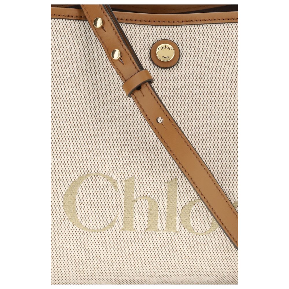 Chloé Clover Stretch Cotton Modal Canvas Shoulder Bag - Beige Jacquard
