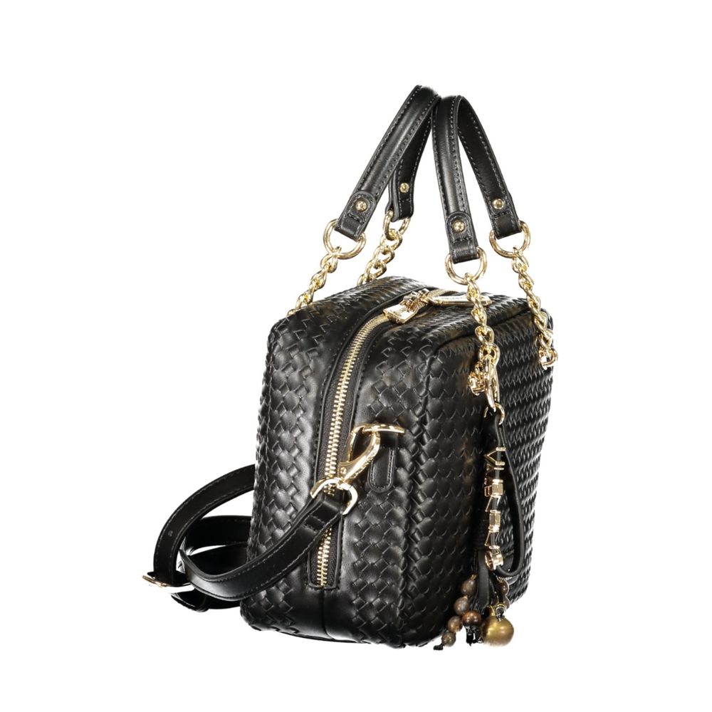 Mario Valentino Polyurethane Cotton Handbag - Black Signature
