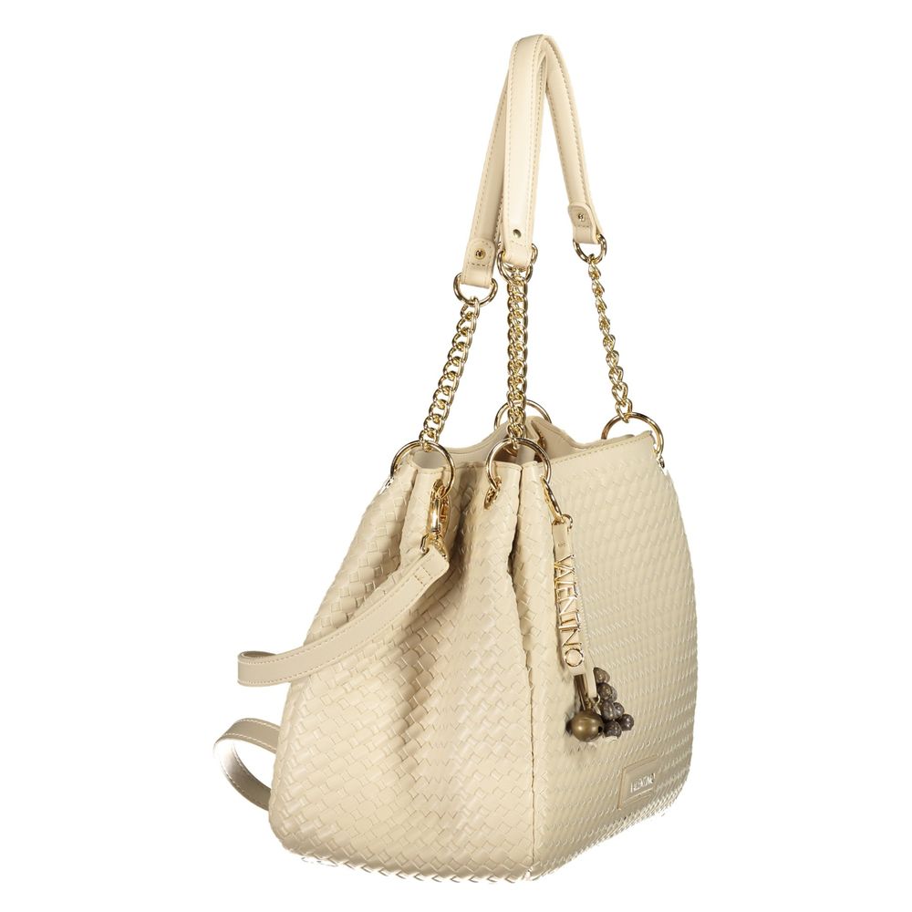 Mario Valentino Polyurethane Cotton Shoulder Handbag - Beige