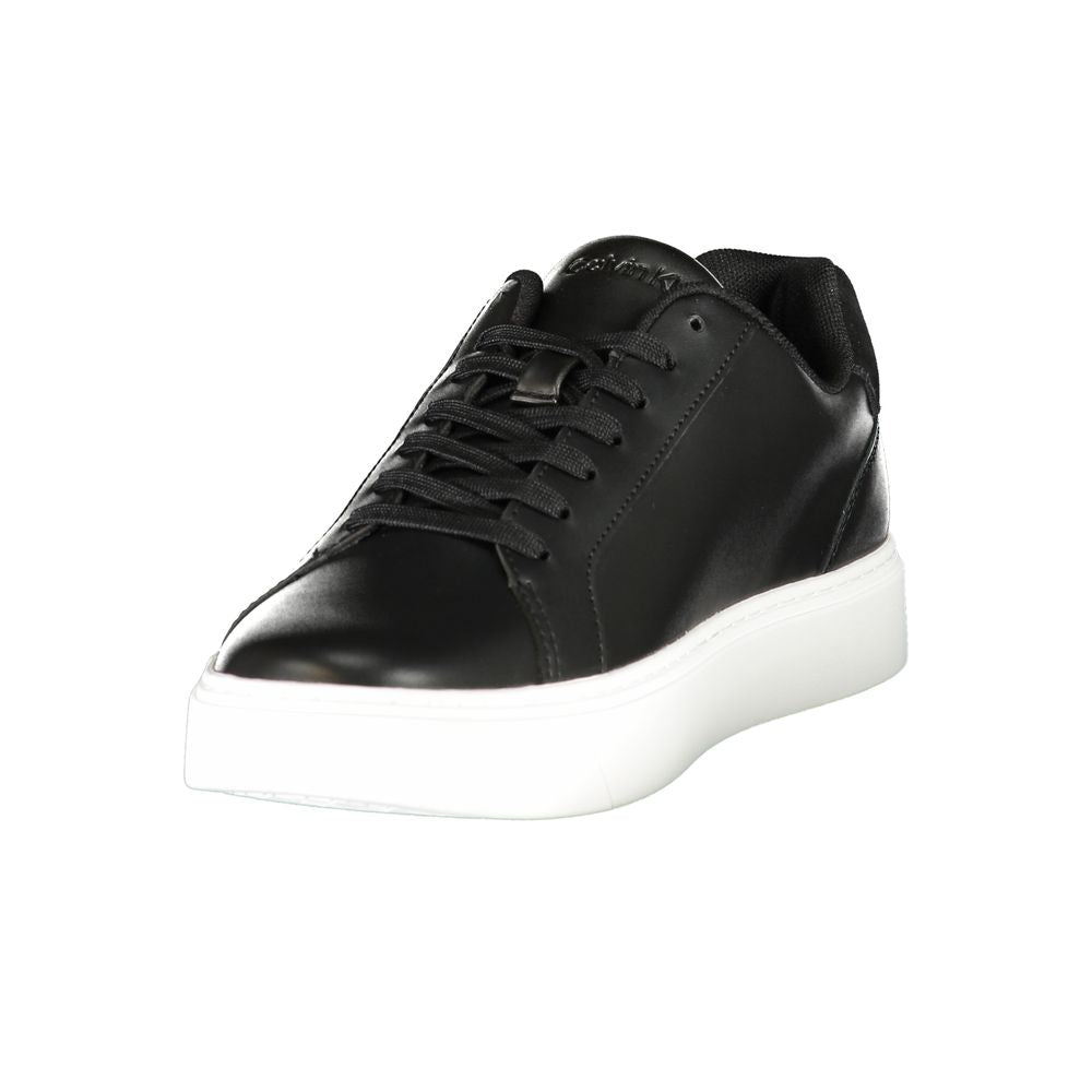 Sneakers by Calvin Klein for men in polyester polyurethane leather black, signature & print features an opulent silhouette from the Men's Fashion Polyester Polyurethane Leather Sneakers collection, showcasing a signature fashion style with an opulent finish.