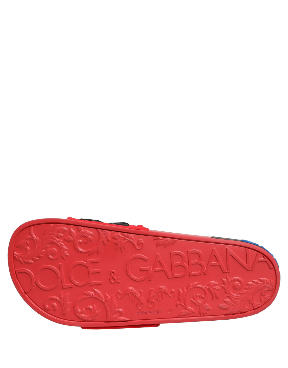 Dolce & Gabbana Women's Neoprene Nylon Polyester & Calf Leather Sliders Flat Shoes - Black Red Yellow