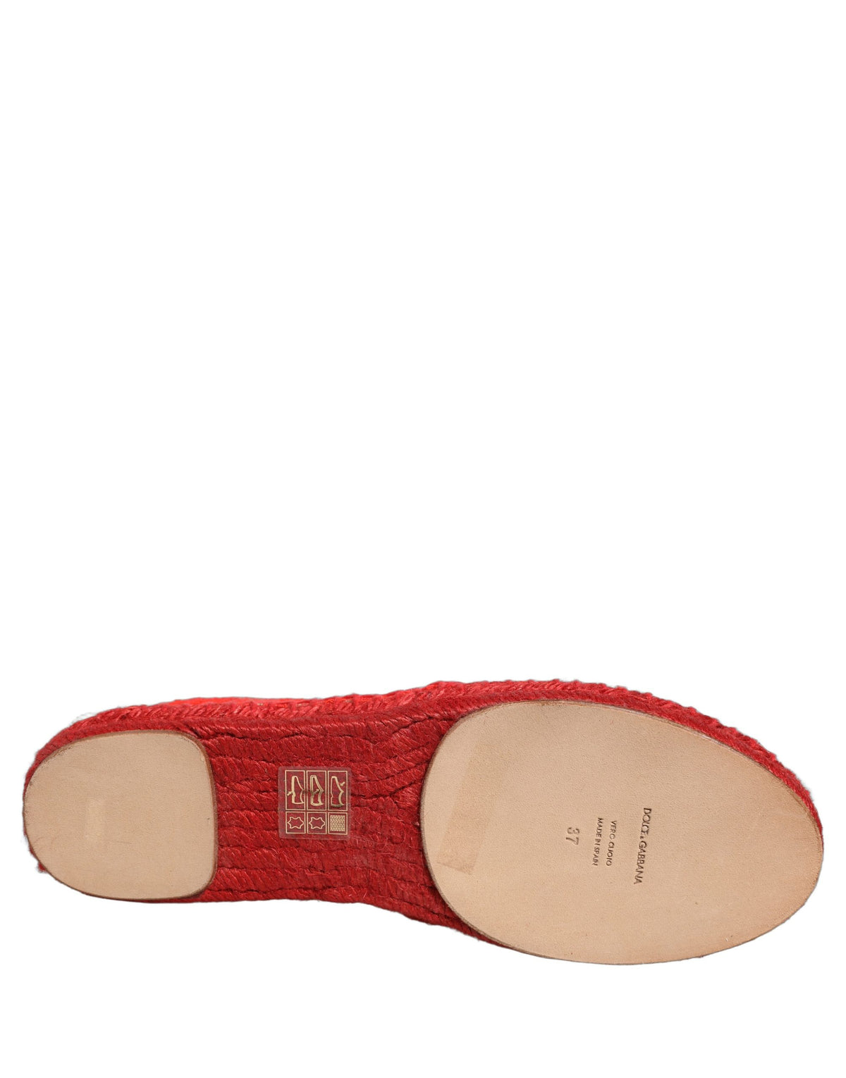 Dolce & Gabbana Women's Cotton Silk Nylon & Goat Leather Espadrilles Loafers Flat Shoes - Red