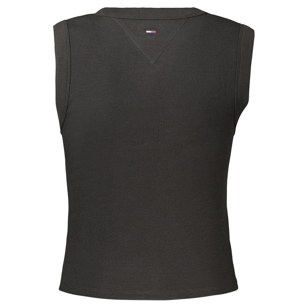 Tank Top by Tommy Hilfiger for women in stretch cotton black & print showcases a streamlined Women's Wide Crew Neck Stretch Cotton Tank Top design with a streamlined and crew neckline.
