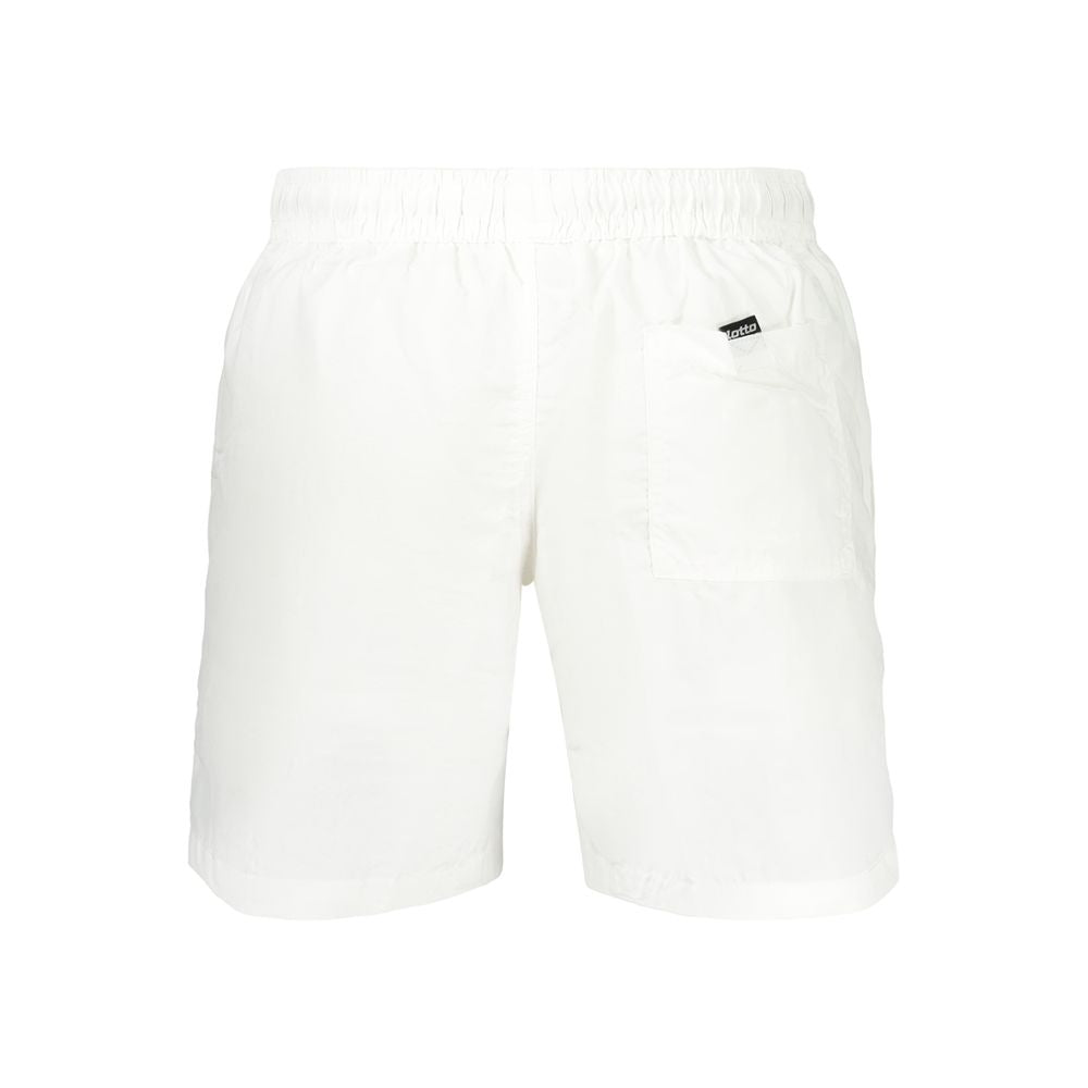 Lotto Men's Polyamide Swim Shorts - White Signature Print