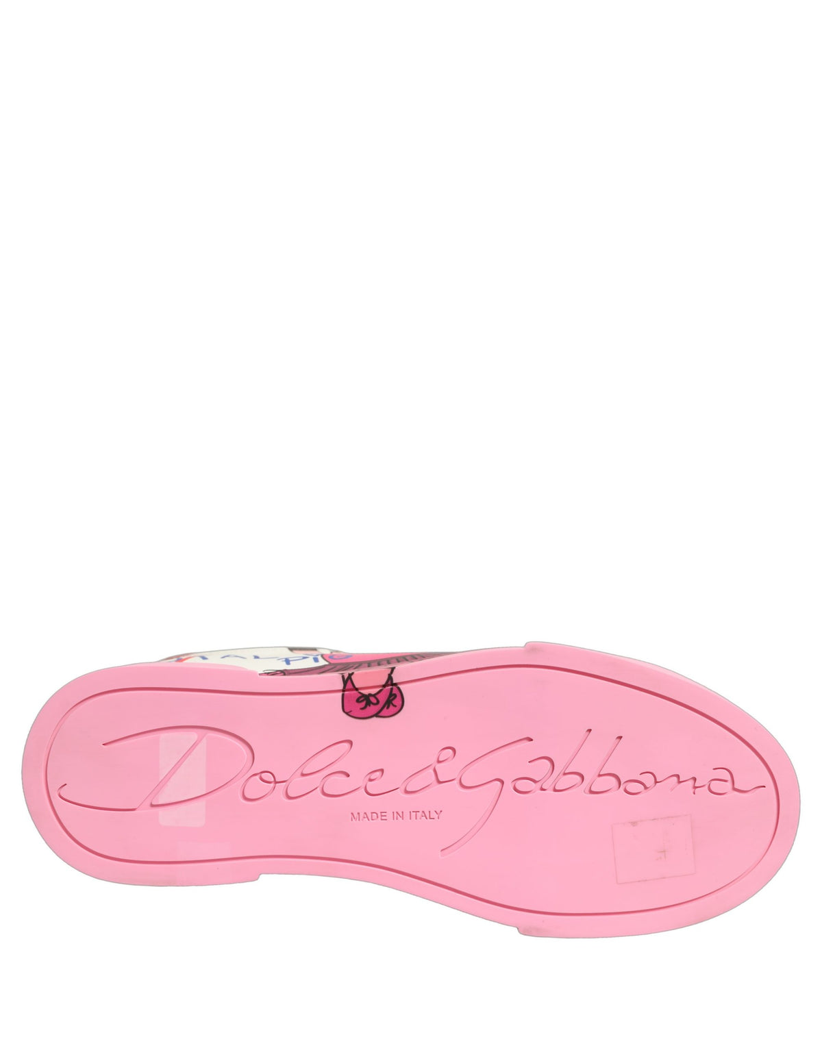 Dolce & Gabbana Men's Low Top Calf Leather & Rubber Sneakers - Pink White Print