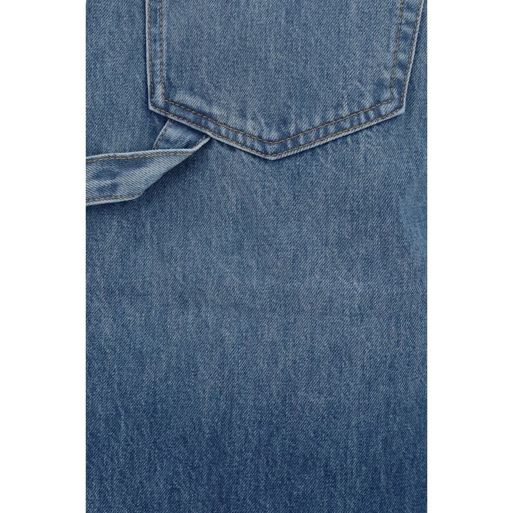 7FOR Men's Relaxed Fit Wide Oversized Denim Cotton Shorts - Blue