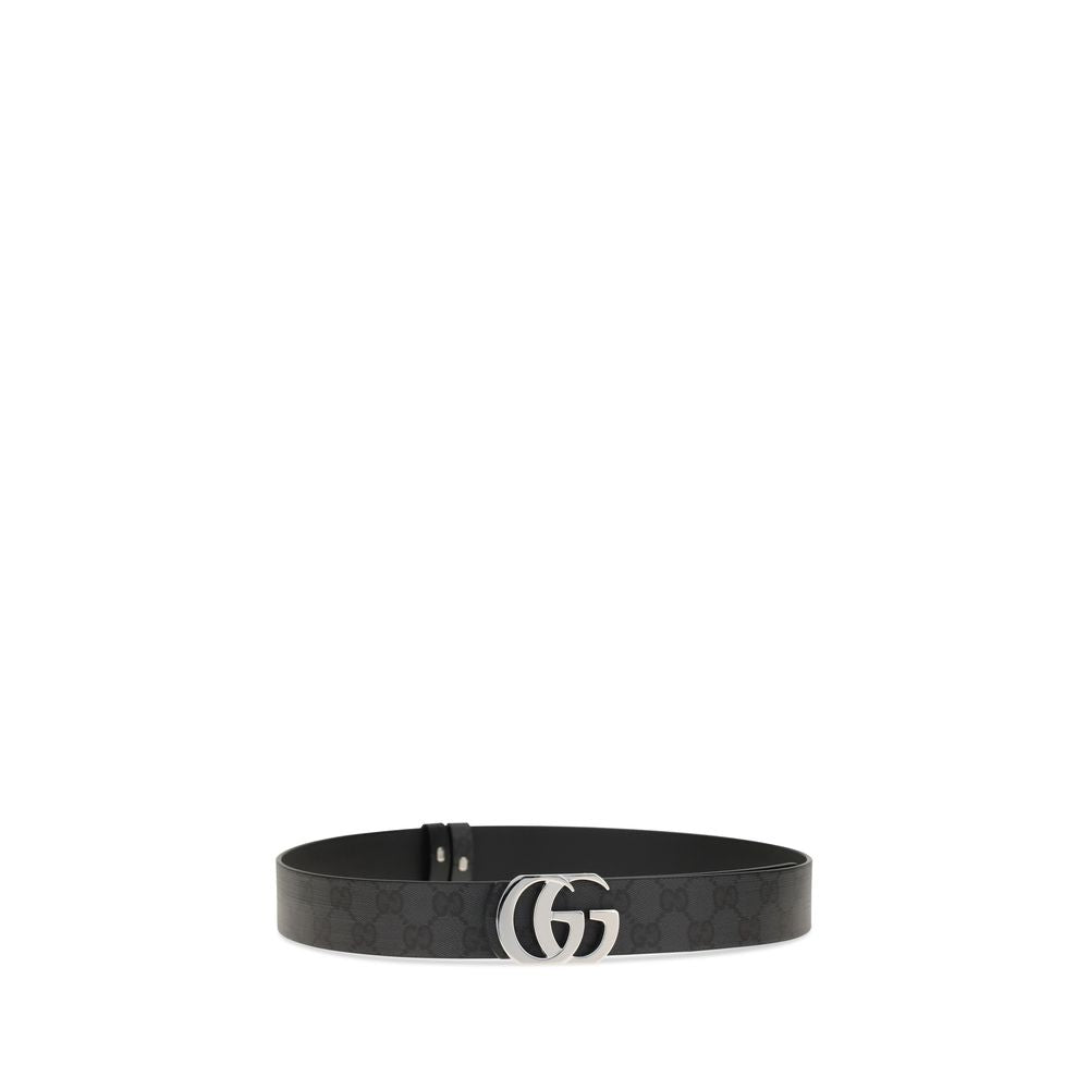 Gucci Gg Marmont Bos Taurus Calf Leather Belt - Black Silver