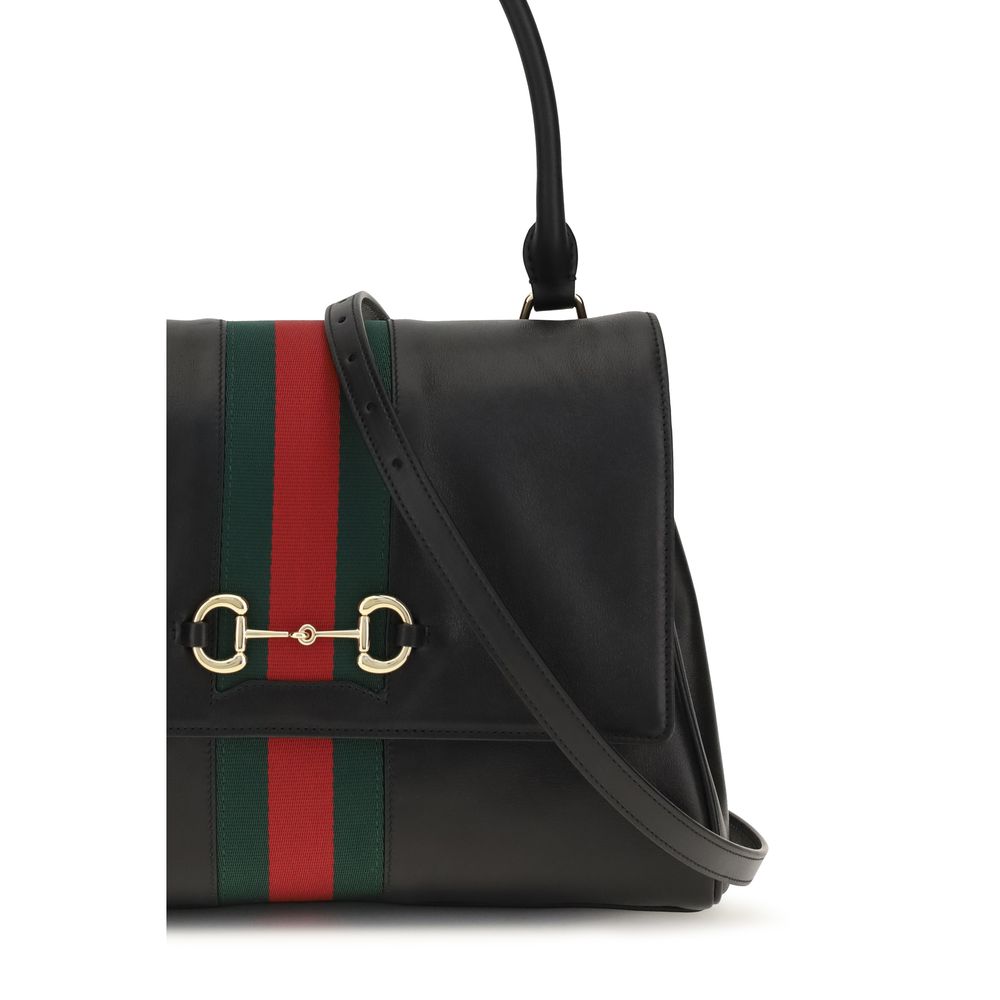 Gucci Horsebit Paparazzo Bos Taurus Calf Leather Medium Handbag - Black Green Red Striped