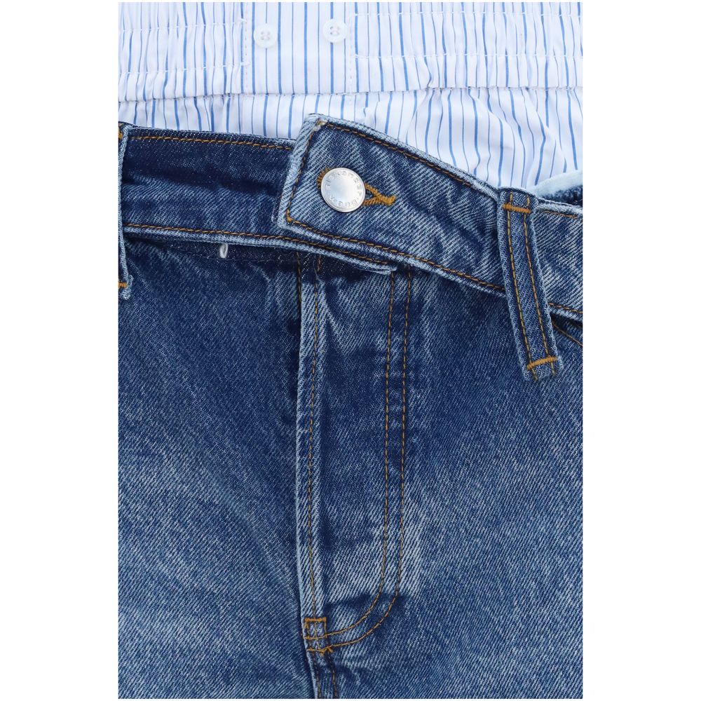 Alexander Wang Women's Regular Fit Low Mid Rise Denim Cotton Shorts - Blue