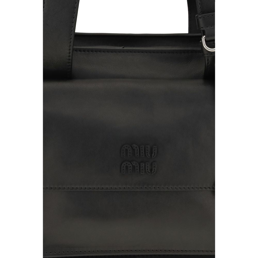 Miu Utilitaire Bos Taurus Calf Leather Shoulder Flap Bag - Brown Silver