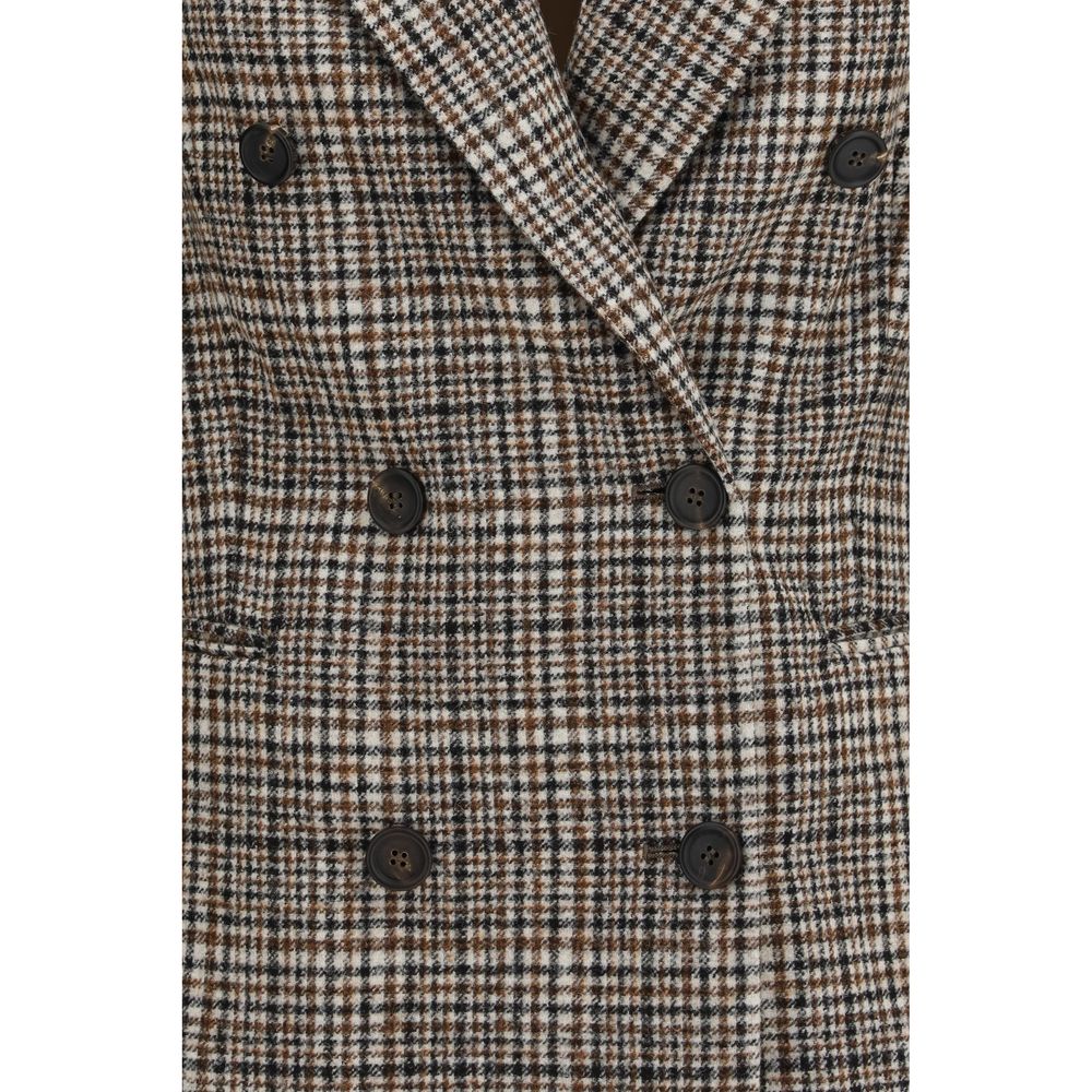 Jacket by Brunello Cucinelli for women in alpaca wool & polyamide multicolor, patterned & striped showcases a contemporary silhouette, detailed with a contemporary and premium pockets for a sophisticated finish.