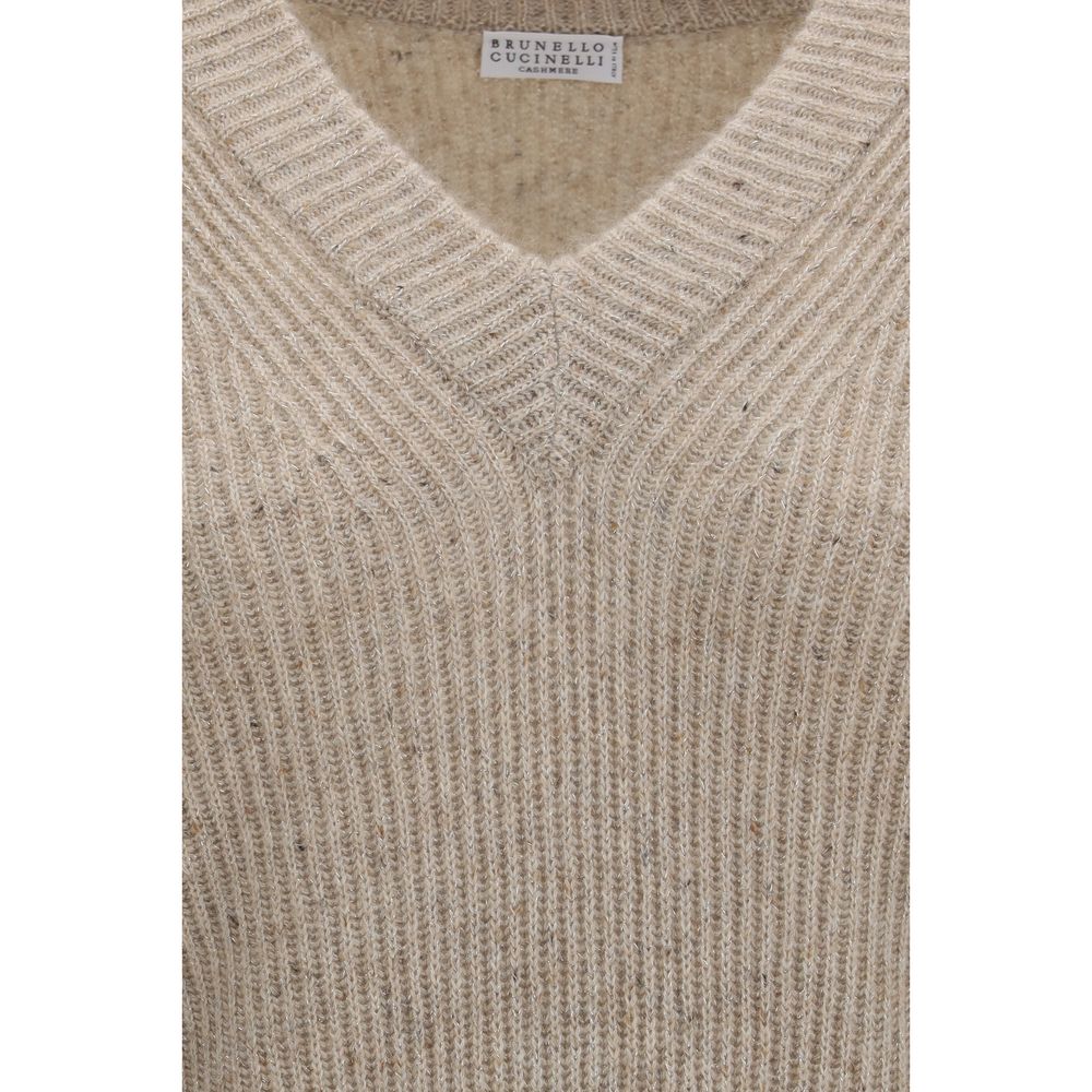 Sweatshirt by Brunello Cucinelli for women in cashmere mohair & merino wool beige features an enviable silhouette, showcasing a premium and refined for a truly enviable finish.