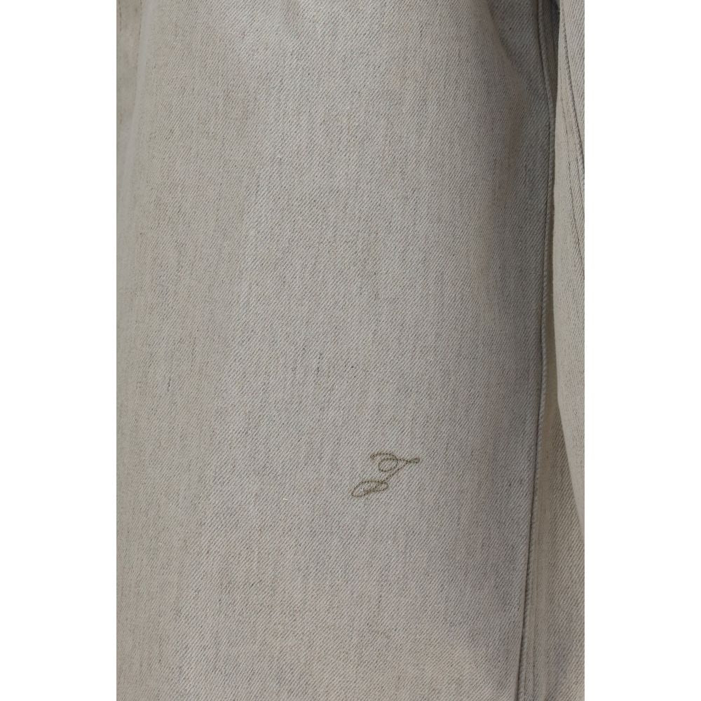 Jacquemus Women's Straight Regular Fit Long-Sleeve Denim Cotton & Hemp Shirt - Beige