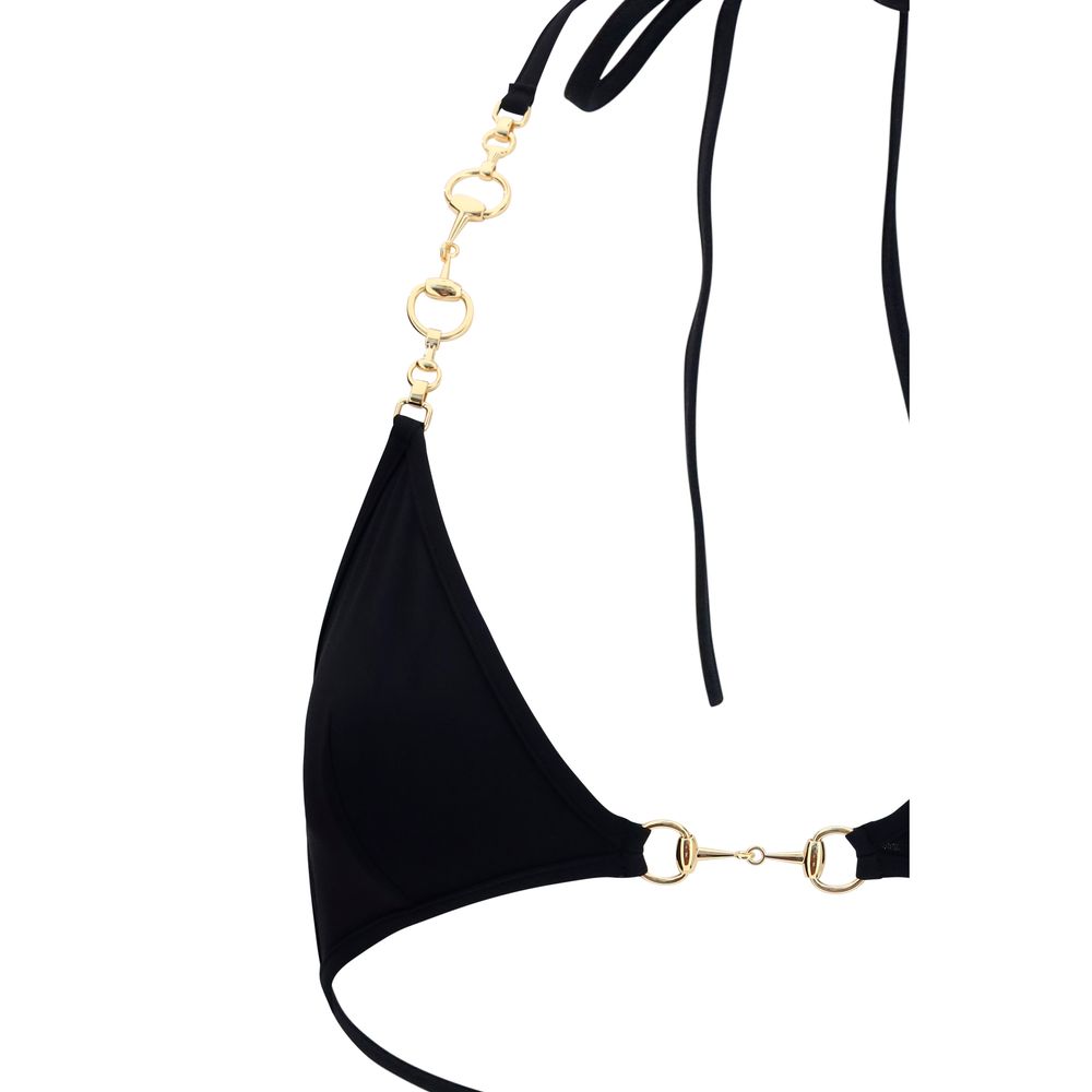 Gucci Horsebit Women's Stretch Polyamide Bikini - Black Gold