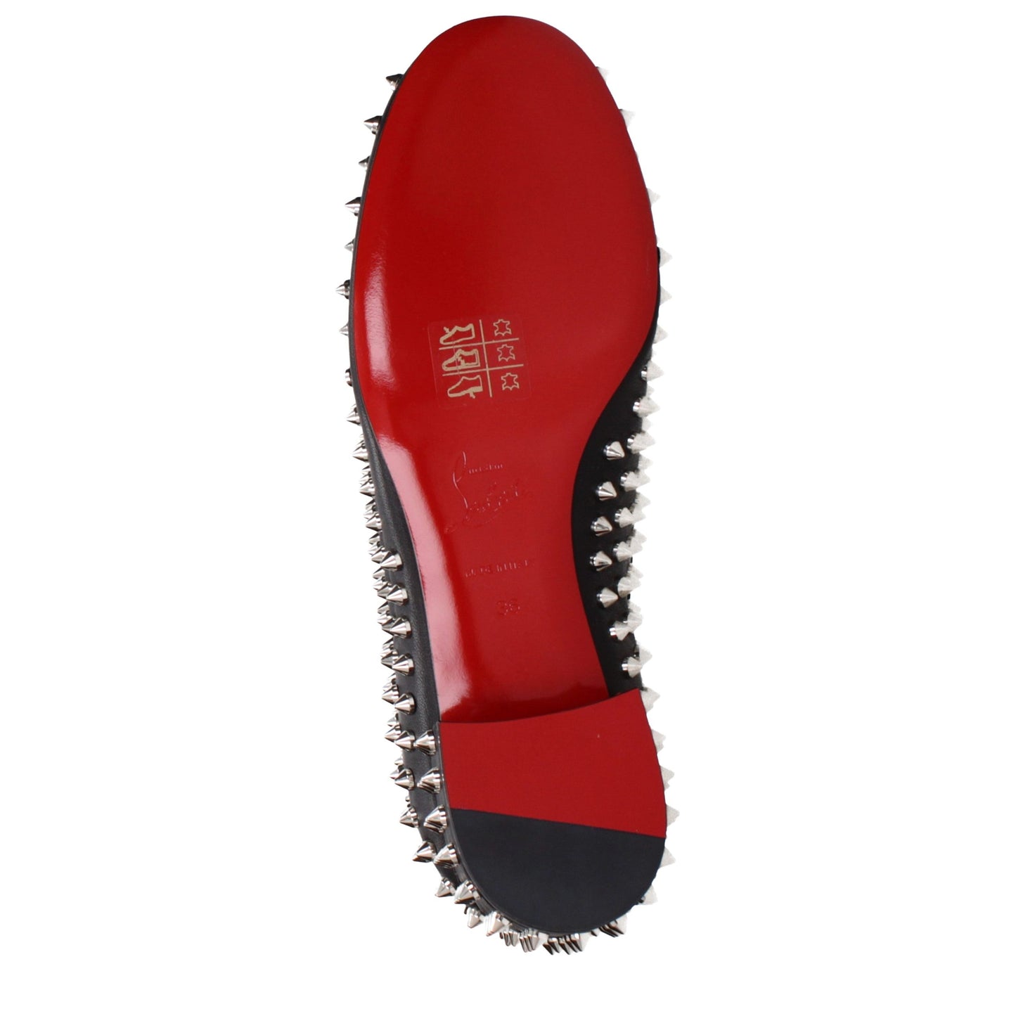 Christian Louboutin Women's Leather Flat Loafer Slip-On Pumps Shoes - Black