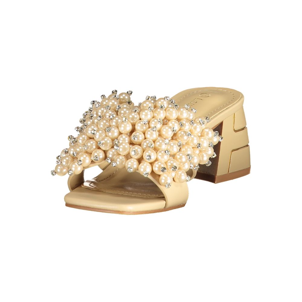 Laura Biagiotti Women's Polyurethane & Rhinestone Mid-Heel Sandals - Beige Pearl