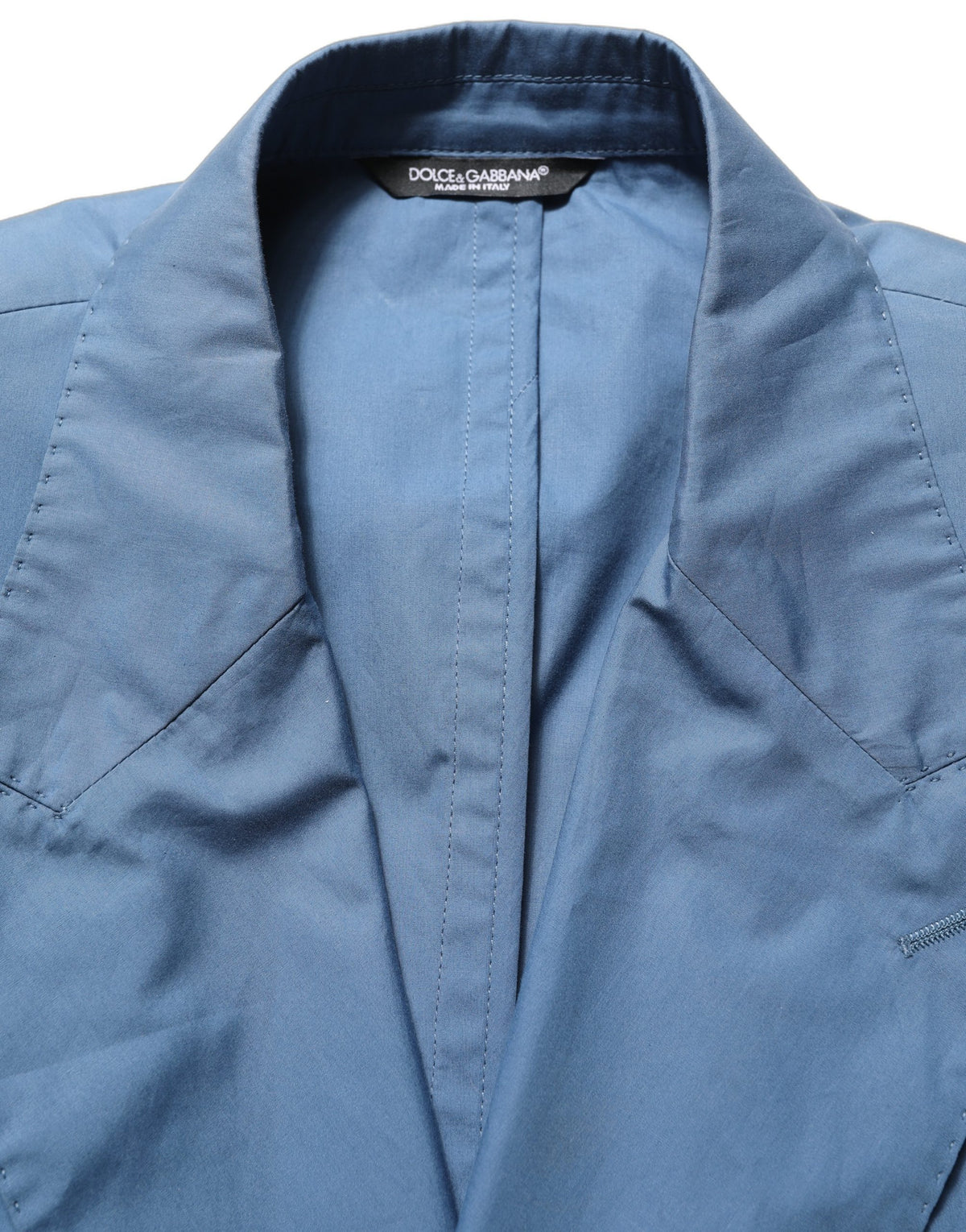 Dolce & Gabbana Men's Double Breasted Cotton & Silk Blazer - Blue