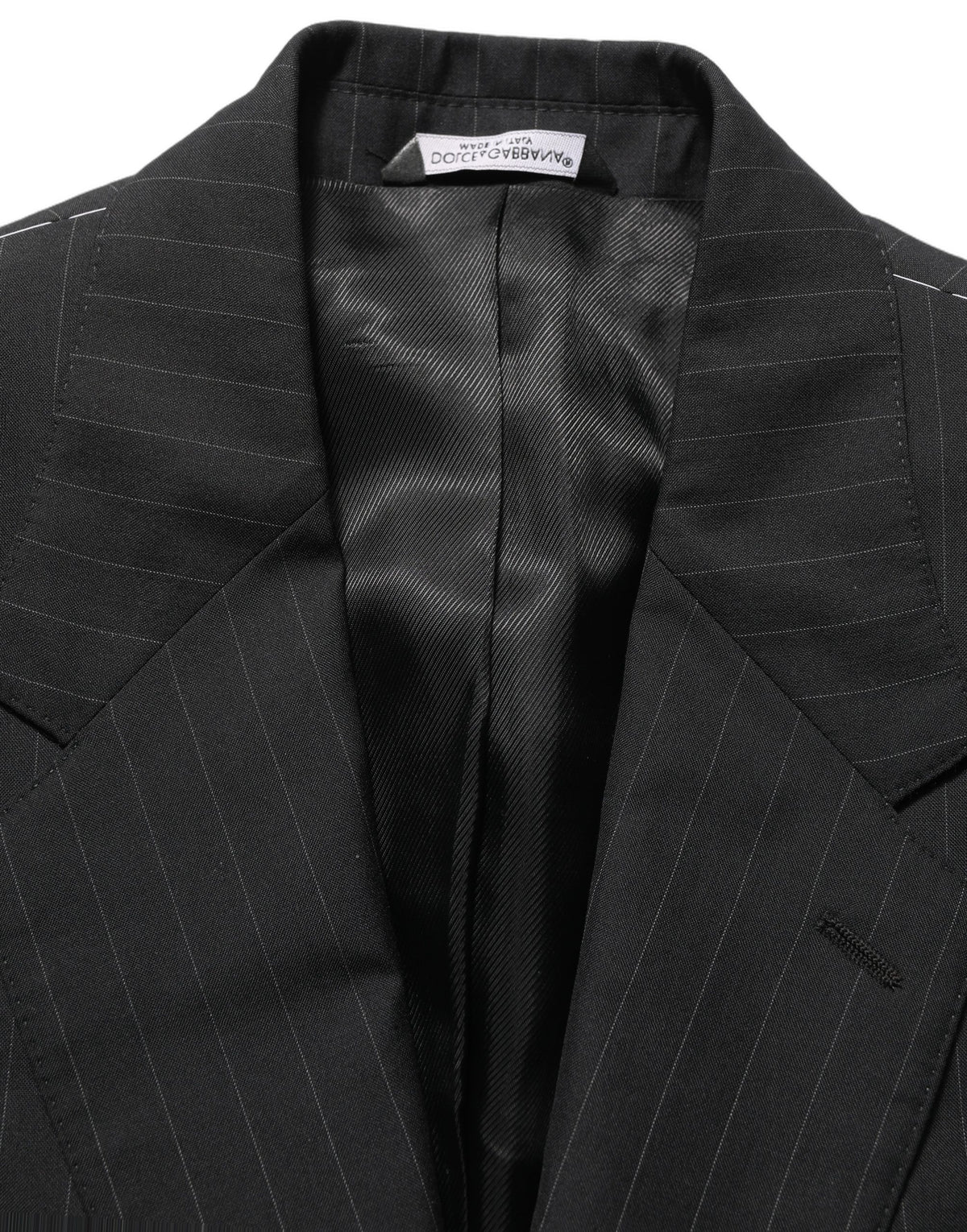 Dolce & Gabbana Men's Single Breasted Virgin Wool Silk Viscose & Cupro Blazer - Black Striped