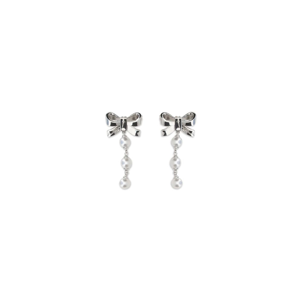 Self-Portrait Women's Drop Stud Silver Brass Pearls & Crystal Earrings - Pearl Silver