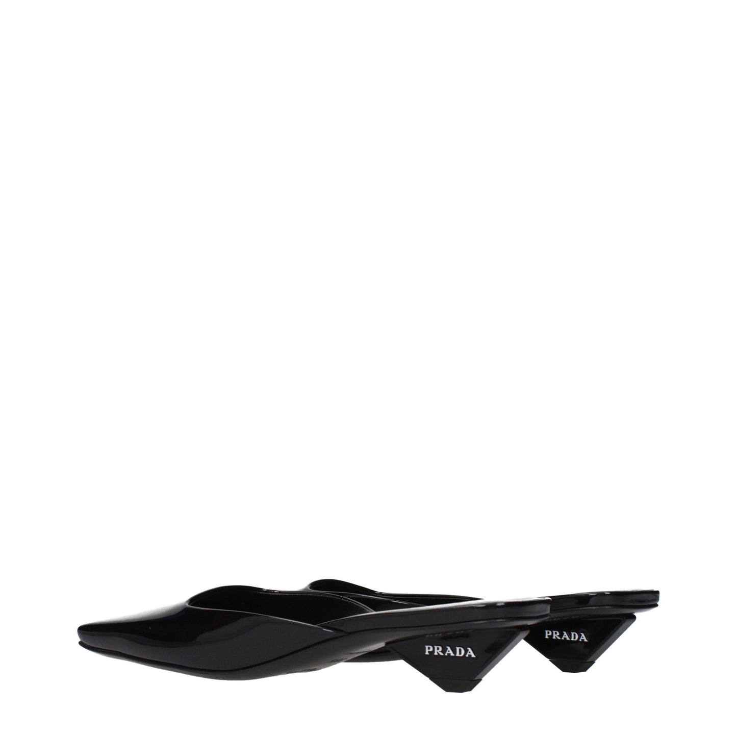 Flat Sandals by Prada for women in patent leather black showcases a sculptural silhouette as Women's Patent Leather Flat Sandals, defined by a sculptural flat and sculptural for a sculptural look.