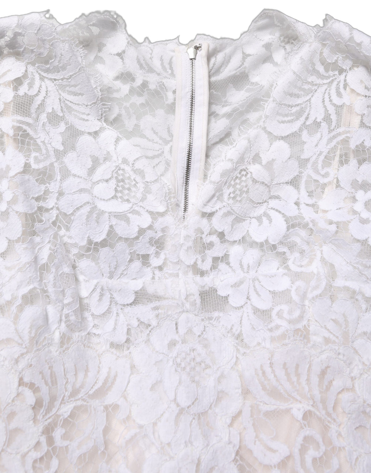 Dolce & Gabbana Women's Gown Wrap Long-Sleeve V Neck Cotton Silk Viscose & Lace Mini Long Dress - White Floral