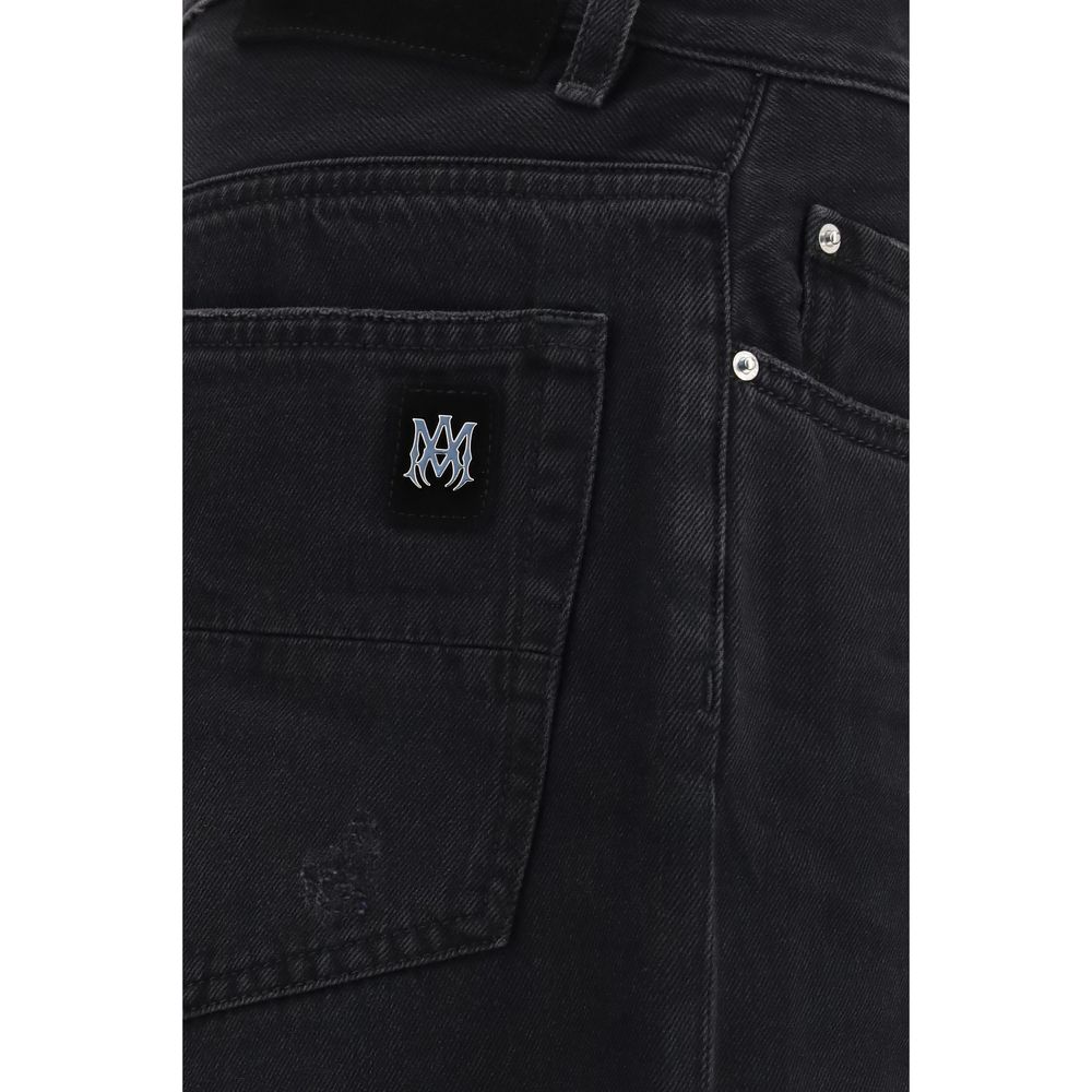 Amiri Men's Relaxed Fit Regular Wide Modacrylic & Cotton Denim Jeans - Black