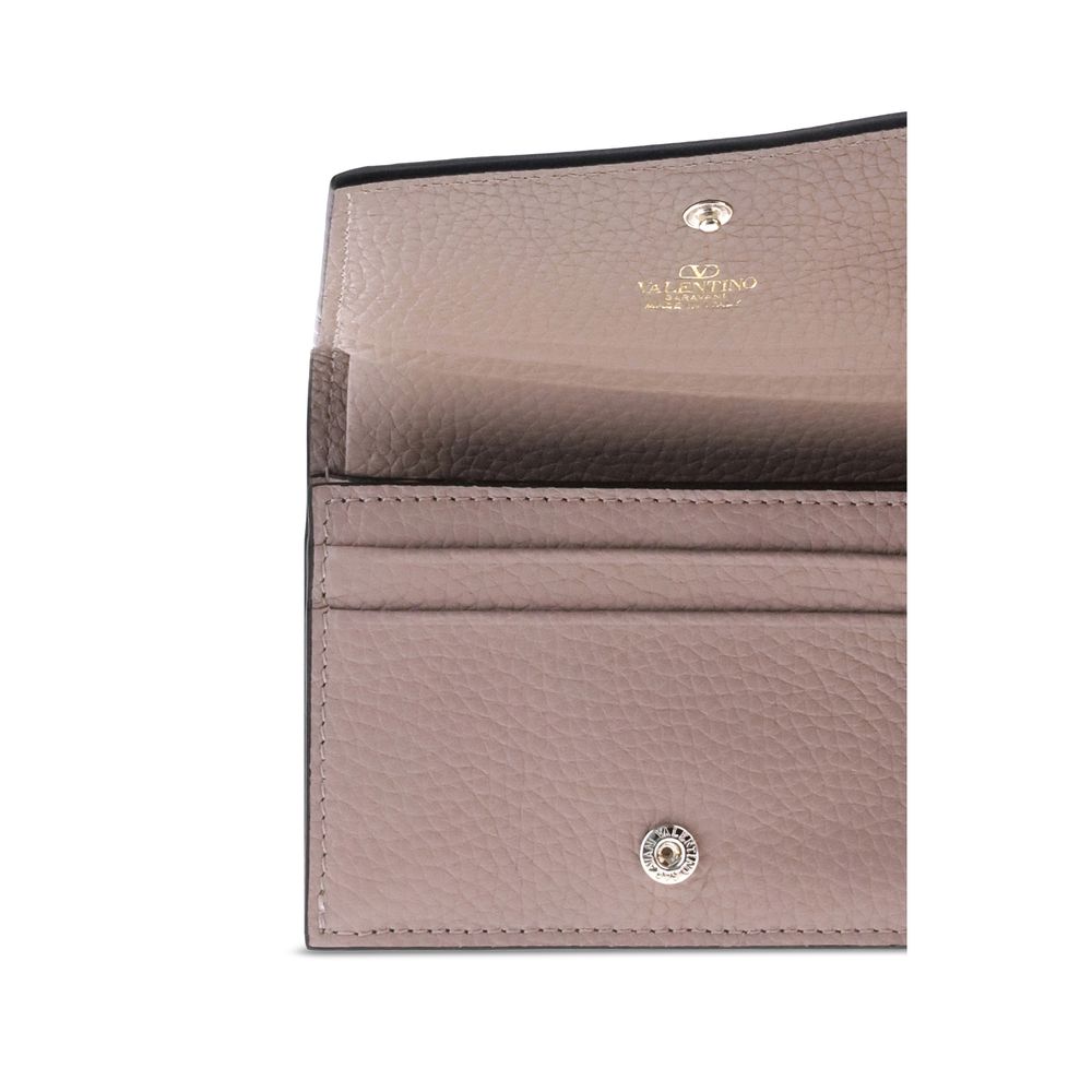 Valentino Garavani Rockstud Bos Taurus Calfskin Leather Cardholder Wallet - Multicolor Signature