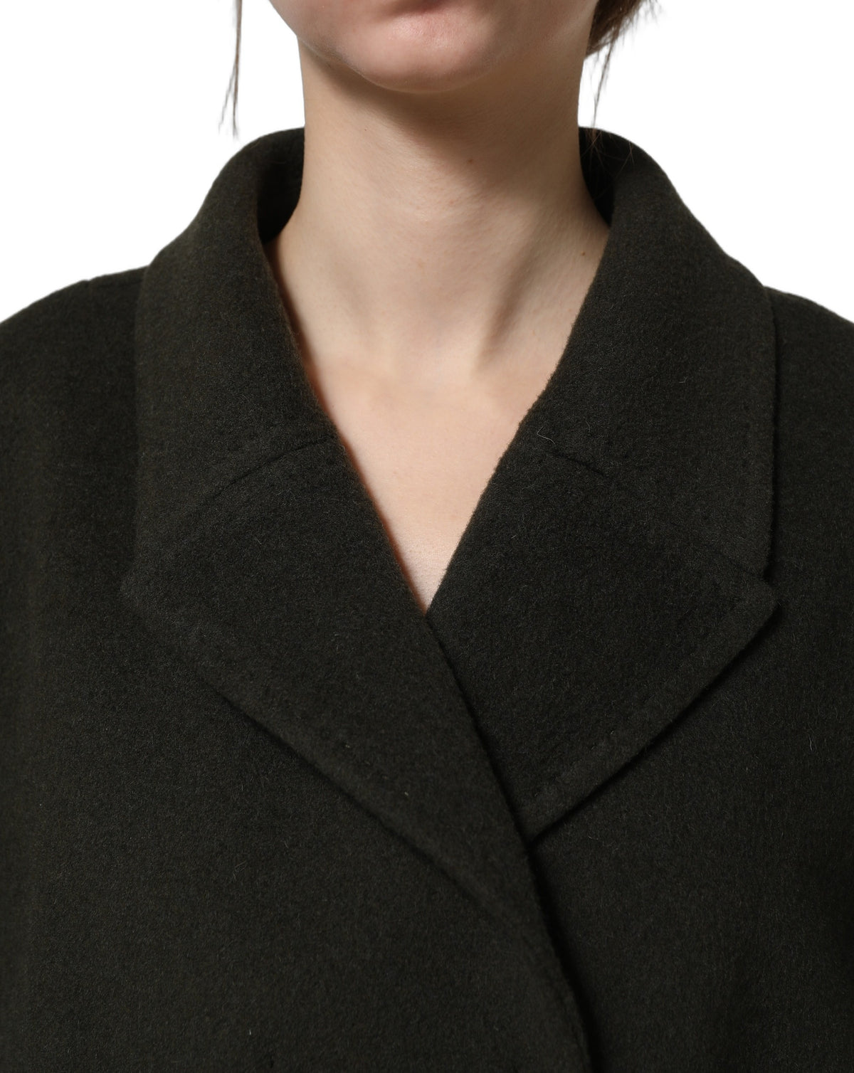 Dolce & Gabbana Women's Double Breasted Peacoat Polyester Acrylic Wool Pea Coat - Dark Green