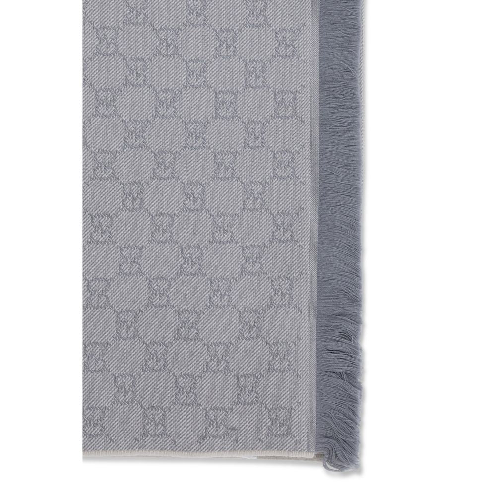 Gucci Gg Wool Frayed-Edge Scarf - Gray
